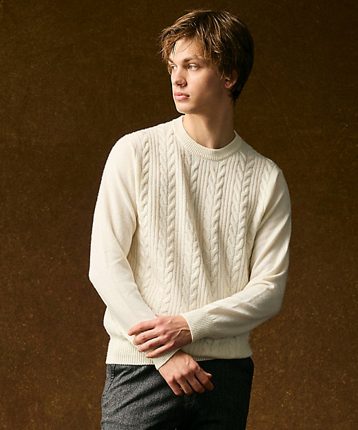 暖か・軽量】カシミヤブレンド クルーネック ニット