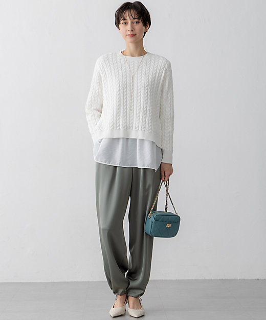 Oggi掲載洗えるコットンギマケーブルニット大きいサイズ44自由区組曲