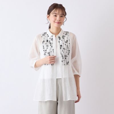 S・Mサイズ】綿麻ワッシャー刺繍ブラウス（73033523