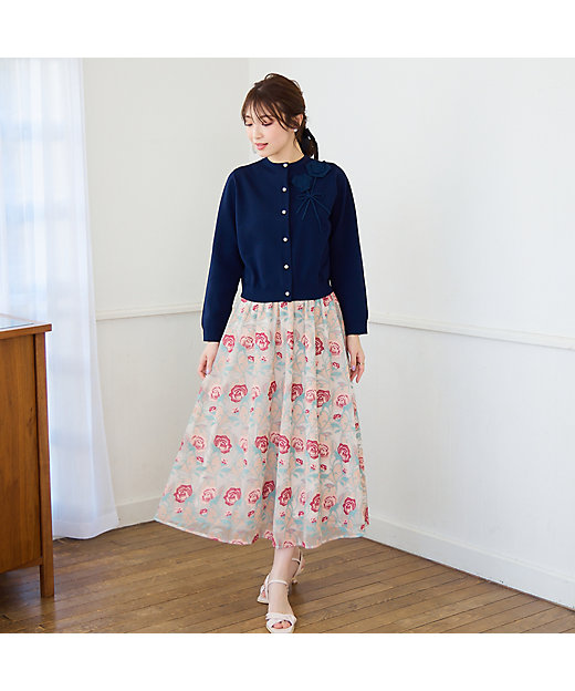 ローズチュール刺繍スカート（51042504） | Rose Tiara (Women