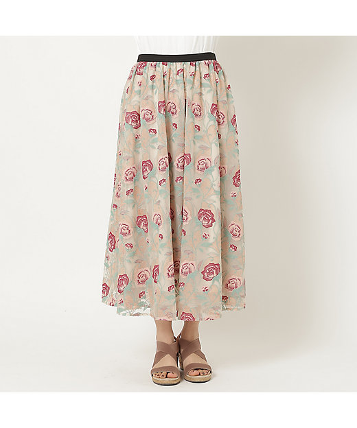 ローズチュール刺繍スカート（51042504） | Rose Tiara (Women