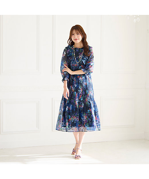 フリルフラワープリーツワンピース（51011503） | Rose Tiara