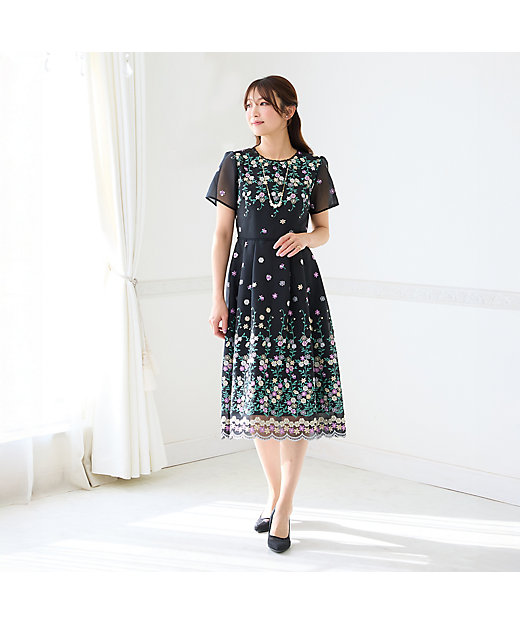 オーガンジー吹上刺繍ワンピース（51011604） | Rose Tiara