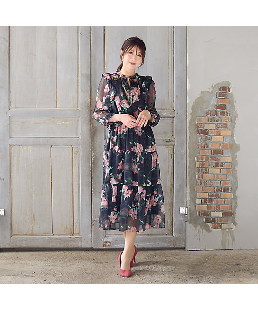 手洗いOK】ボタニカル風フラワーワンピース（51015503