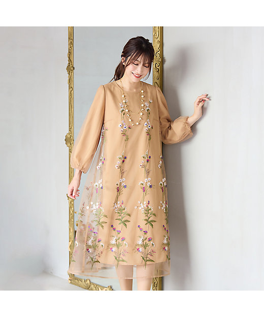 ゆったりシルエット】チュール刺繍ワンピース（51015506