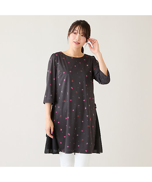 No.1354 新品ローズティアラパフスリーブドッキングチュニック50 No