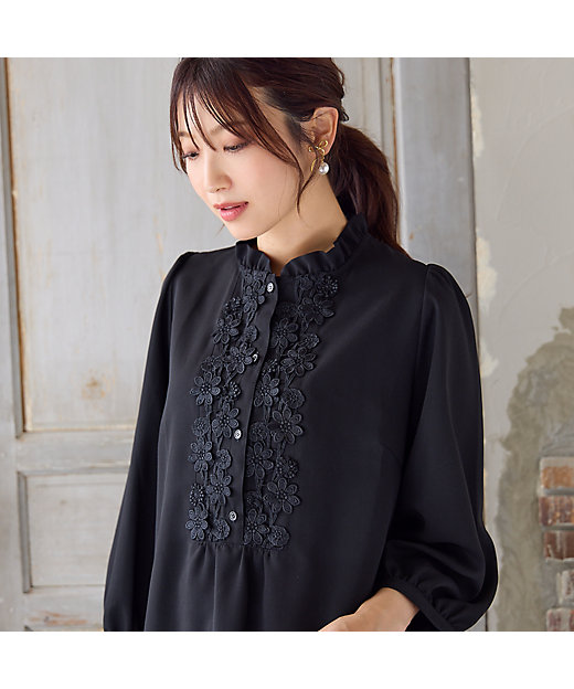 手洗いOK】ケミカルレース切替ブラウス（51035506） | Rose