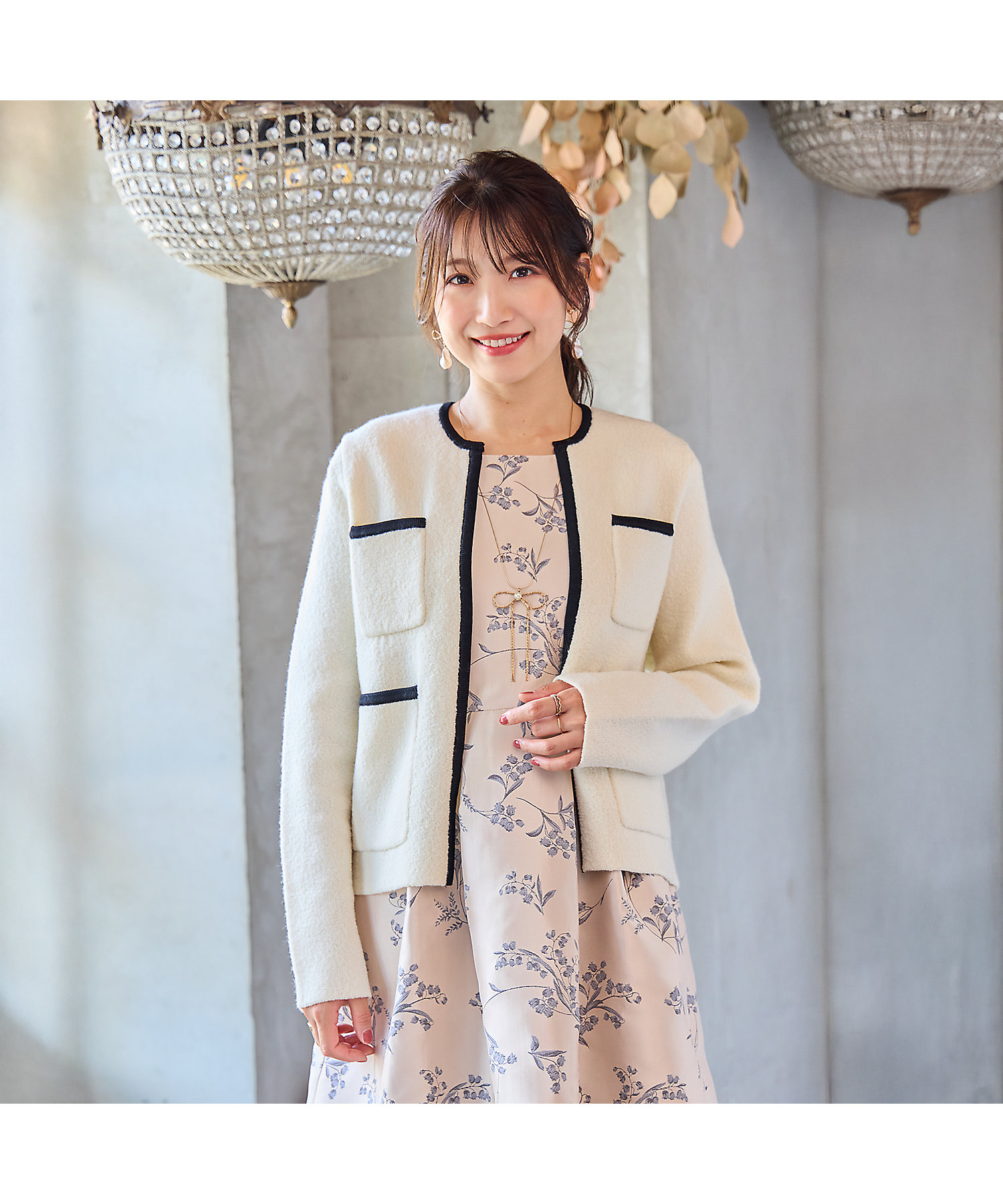 フロントオープンクルーネックカーディガン（51136502