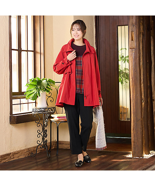 撥水】Aラインシルエット・ラグランスリーブトレンチブルゾン