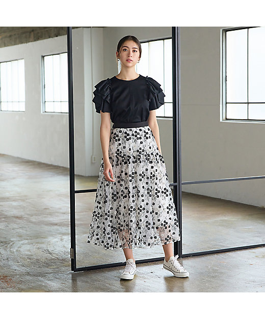 フラワー刺繍フレアスカート（83043401） | Rose Tiara (Women