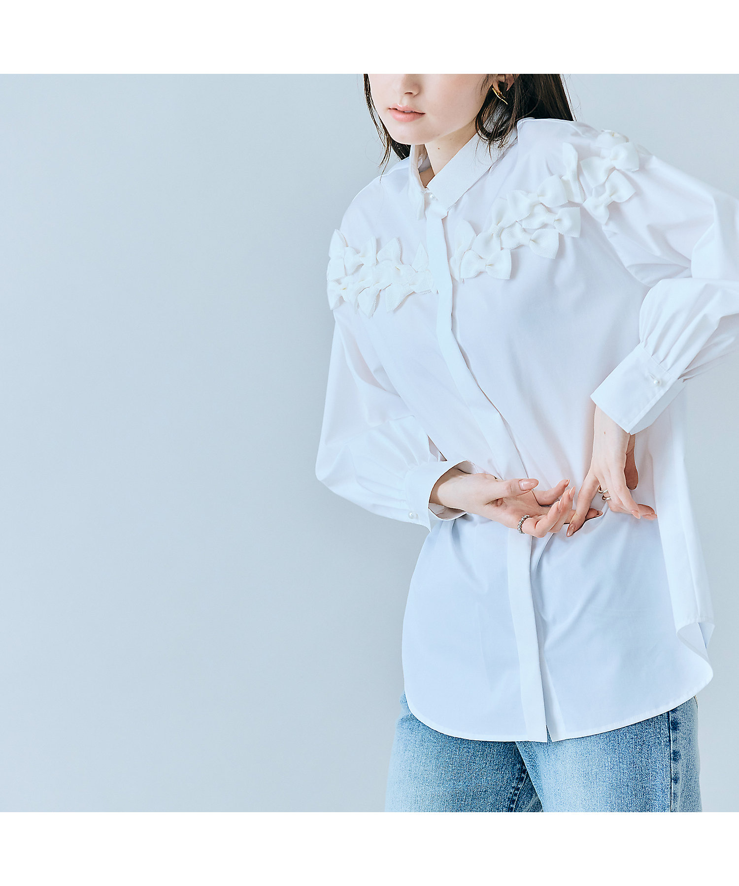 リボン付きシャツブラウス（83032606） | Rose Tiara (Women