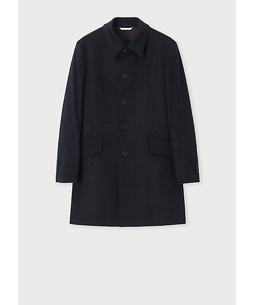 ヘリンボーン ウールカシミヤ ステンカラーコート