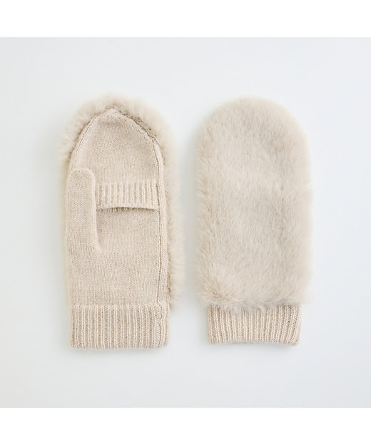 カシミヤ100％ミトンニット ファー付き PIM－033 | Piazza in