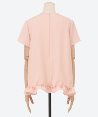 ハーフスリーブヘムギャザーフリルブラウス YCB―325―498