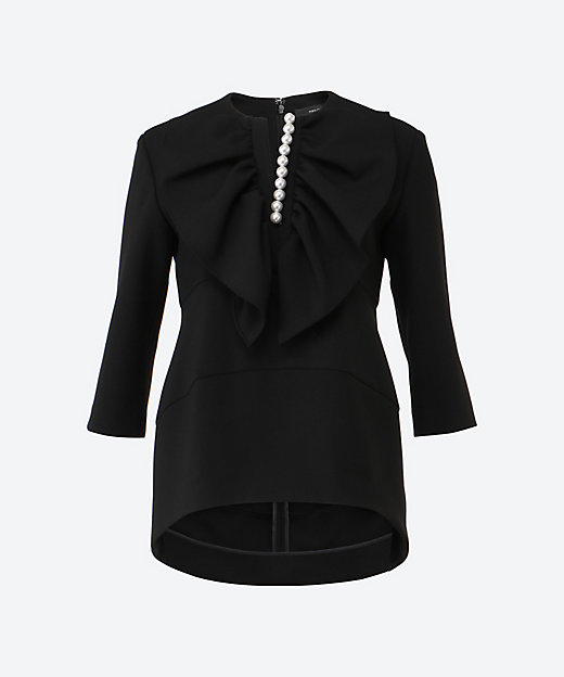 ボリュームラッフルパールスリットラインブラウス YCB－425