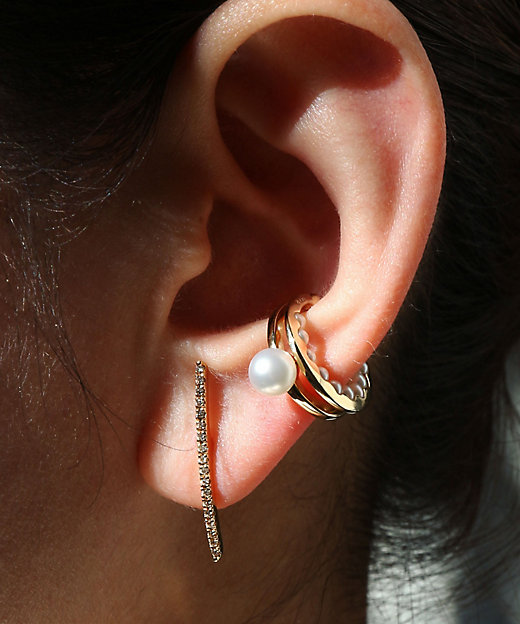 Gossamer ロングバー ダイヤモンド ピアス ※シングル