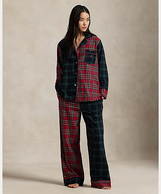 チェック ロングスリーブ パジャマ セット