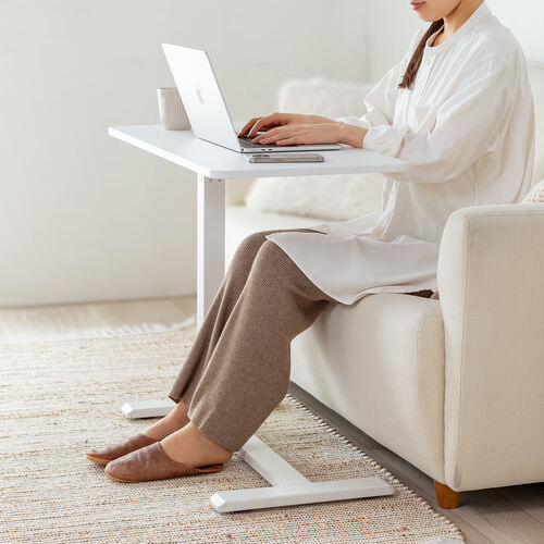 サイドテーブル ガス圧昇降式 幅80cm 奥行40cm 低床キャスター付き