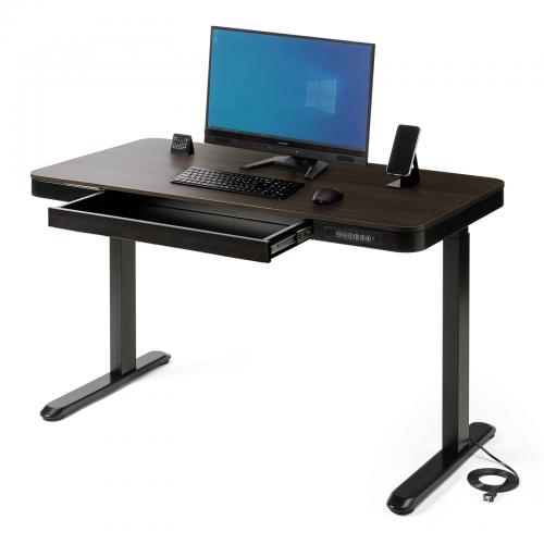 引き出し付き 電動昇降デスク 幅120cm 奥行60cm スマホ充電用USBポート