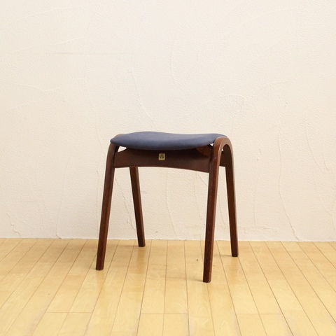 秋田木工 used リメイクチェア スタッキングスツール 本革 黒