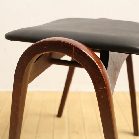 秋田木工 used リメイクチェア スタッキングスツール 本革 黒