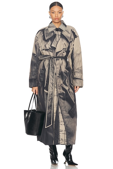 Jean Paul Gaultier Nylon Padded Trench in Beige & Black | FWRD