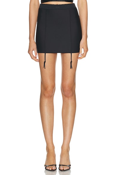 SKIMS Body Newness Mini Garter Skirt in Onyx | FWRD