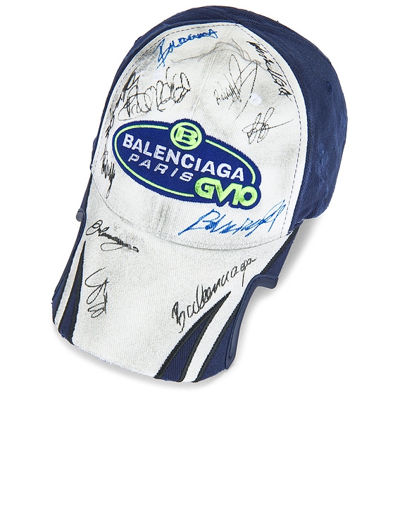 Balenciaga Scribble Cap in Dirty White & Blue | FWRD