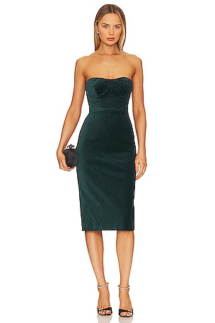 BCBGMAXAZRIA Velvet Bustier Dress in Pine | REVOLVE