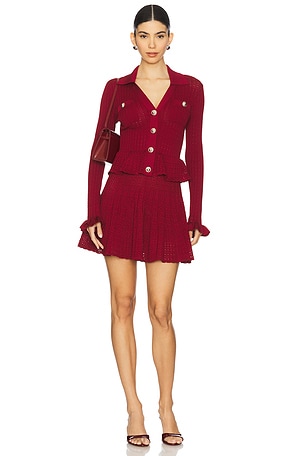 self-portrait Pointelle Knit Mini Dress in Red | REVOLVE