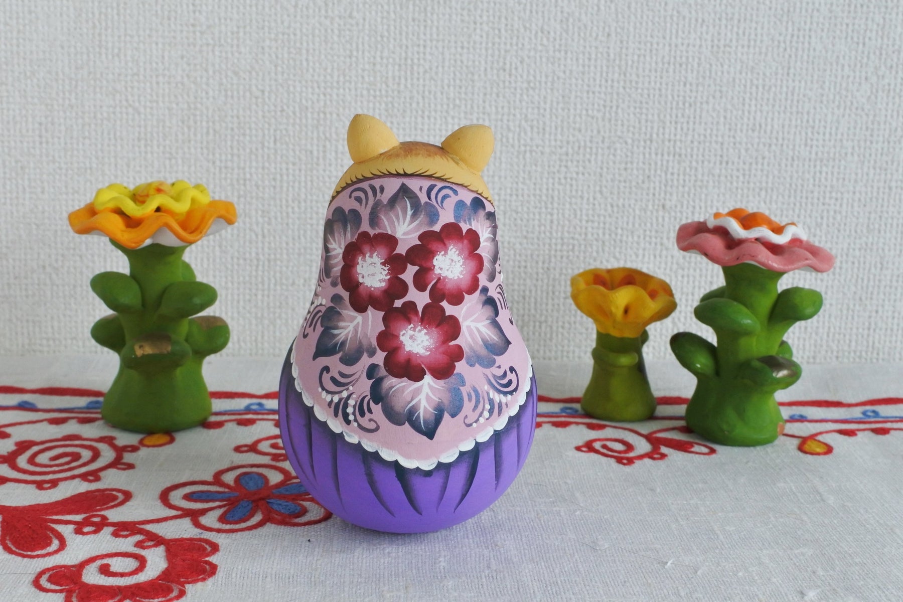 マリア・リューチコワの猫の起き上がりこぼし 茶トラ 作家もの ロシア