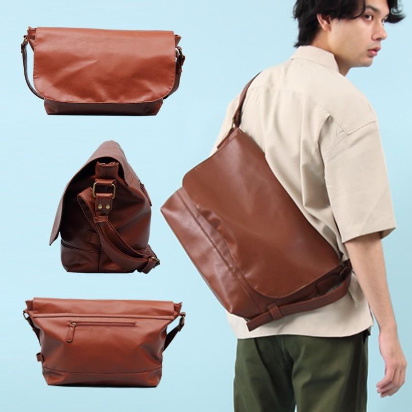 メッセンジャーバッグ メンズ メッセンジャーバック PUレザー : 8