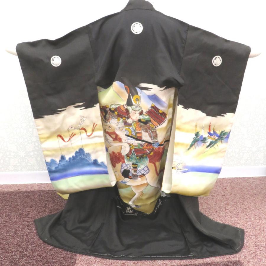 子供着物 アンティーク着物 昔きもの 男児用 一つ身 武将 馬 山 レトロ
