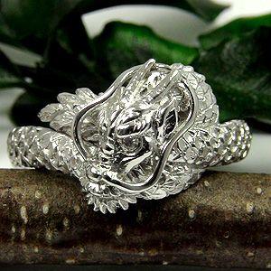 男性プラチナリングドラゴン龍ダイヤモンド0.01ctメンズリングPT900