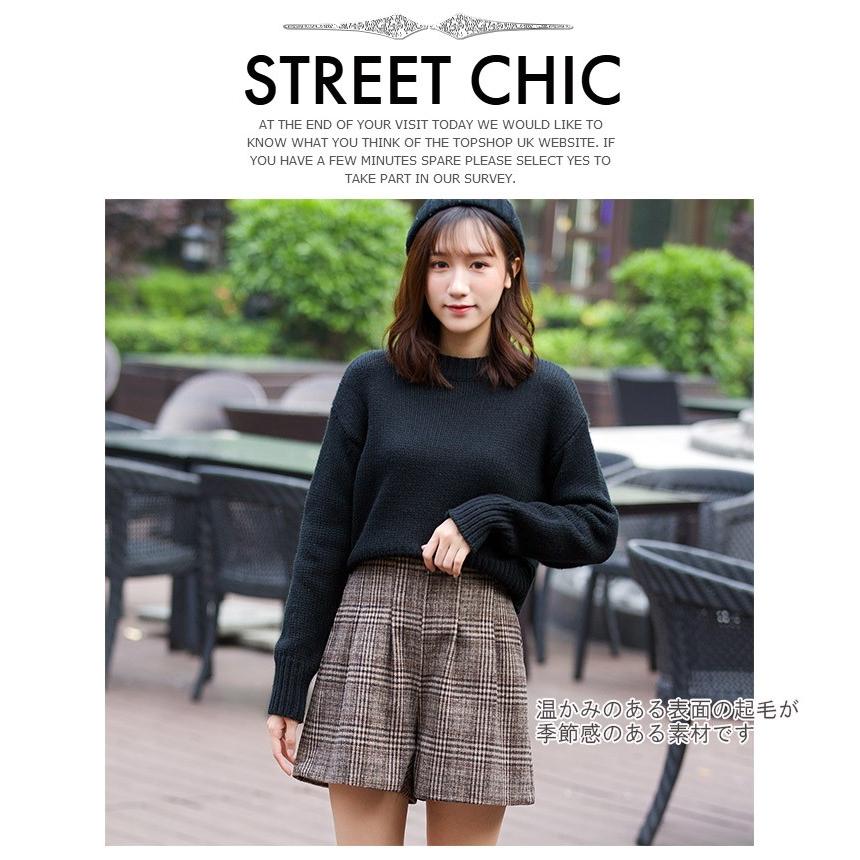 レディース グレンチェック ショートパンツ フレアパンツ 秋冬