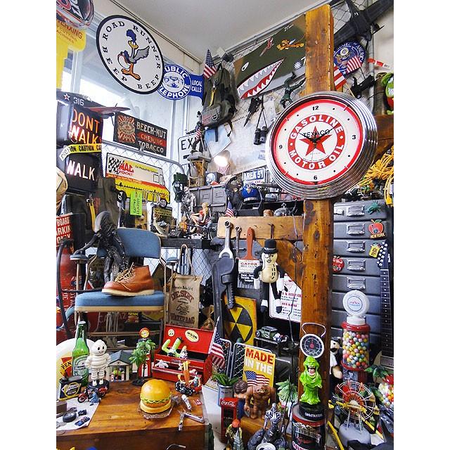 即納】【在庫あり】 ガレージネオンクロック （テキサコ） アメリカ