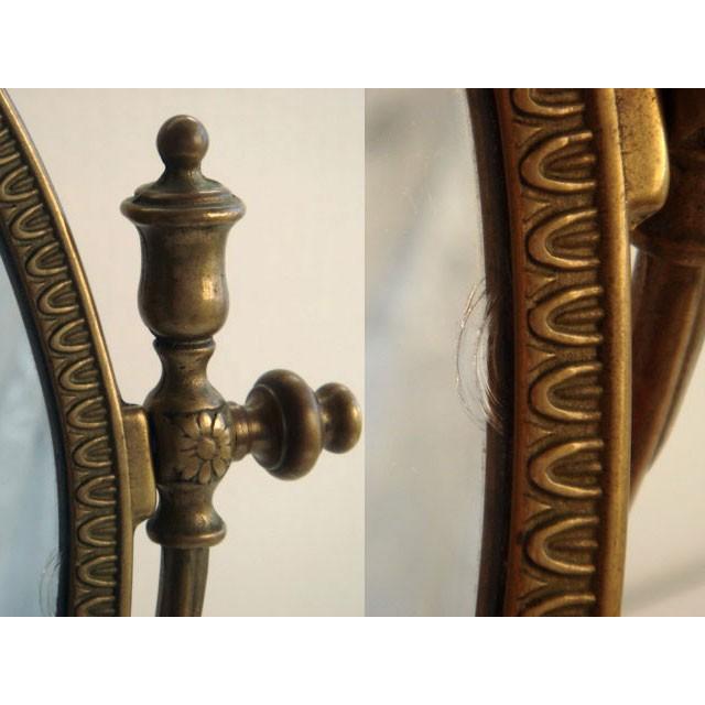 真鍮スタンドミラー フランス アンティーク エレガントな鏡 ブラス