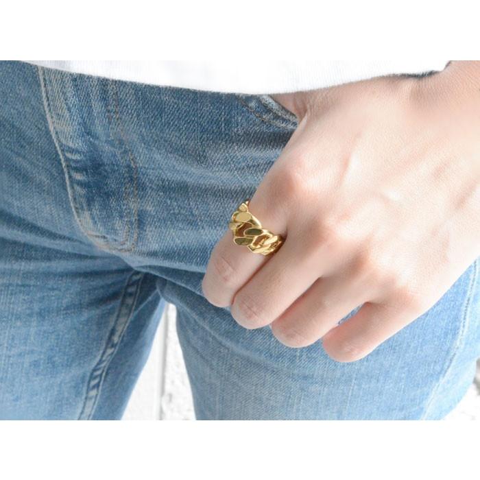 18金 メンズ リング 幅広 喜平リング k18 指輪 キヘイ 18k 地金リング