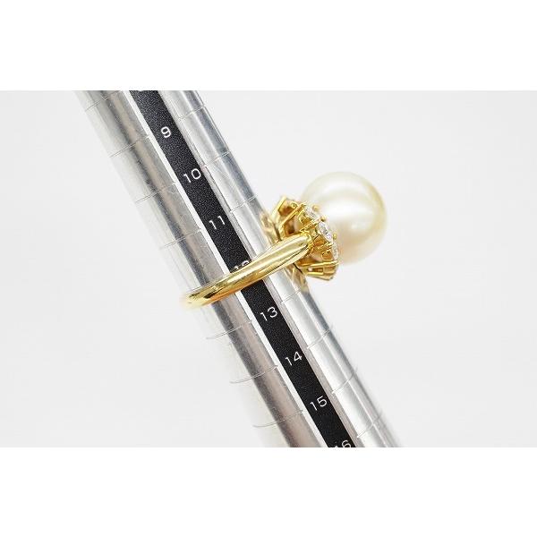 anzj K18 パール ダイヤモンド 指輪 リング 12号 13mm 0.93ct ゴールド