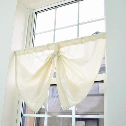 小窓用 オーダー レースカフェカーテン／無地 綿（コットン）100