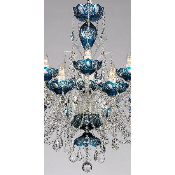 青切子 シャンデリア CH-15GA-BLUE LED電球対応 15灯 高級 ボヘミア
