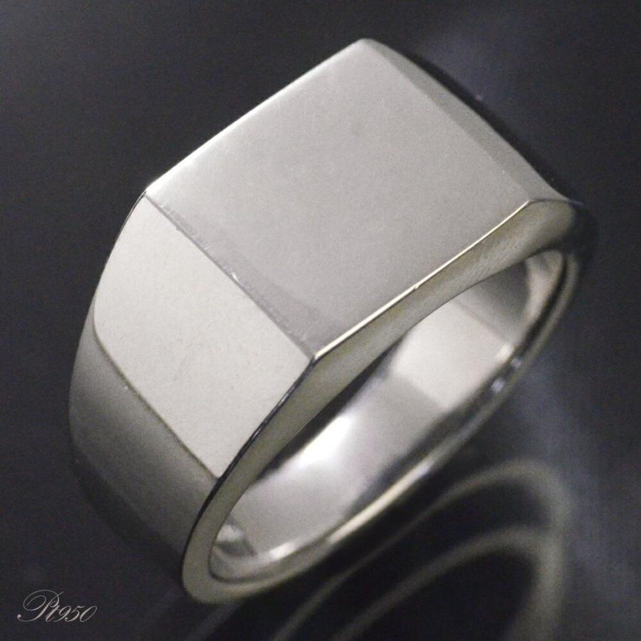 プラチナ リング メンズ 指輪 Pt950 印台 男性用 ごつい 太め シンプル