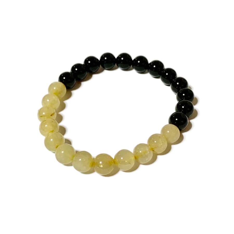 ブレスレット ルチル×オニキスブレス コラボ ルチルクォーツ ブラック