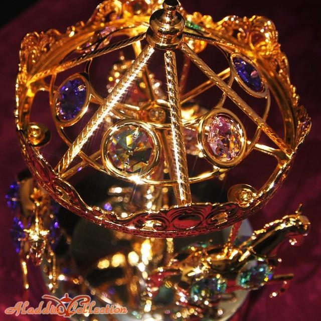 スワロフスキー オーナメント オルゴールメリーゴーランド 置物 合金製