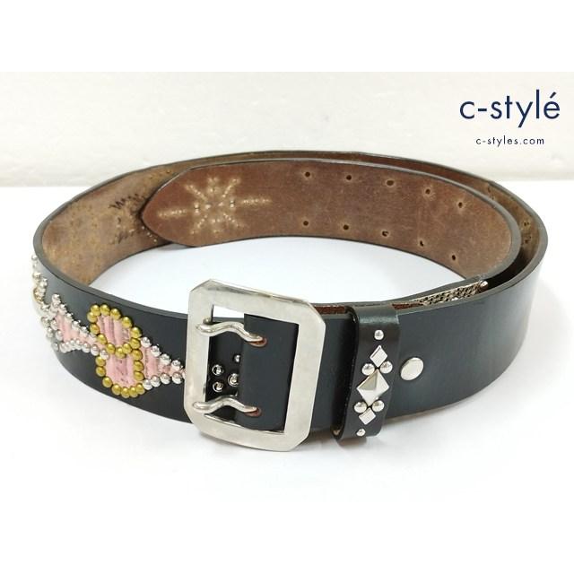 J089 [人気] WOLF'S HEAD ウルフズヘッド ベルト 38 ブラック スカル