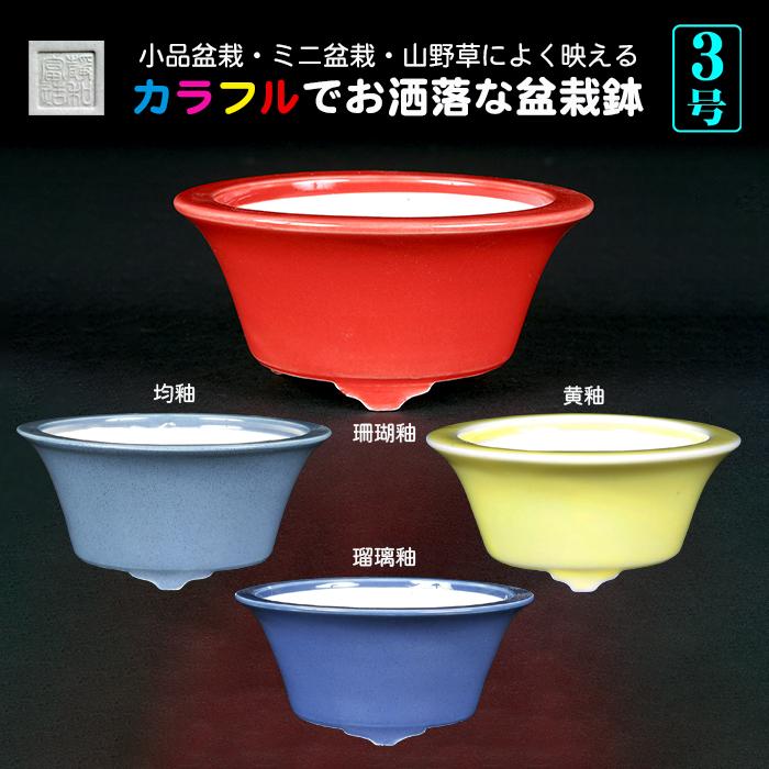 盆栽鉢 静和富造3号反型丸鉢 色鉢 磁器 9cm 小品盆栽 ミニ盆栽 山野草
