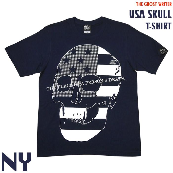 メンズセレクト USA スカル Tシャツ (ネイビー) -F- 半袖 紺色
