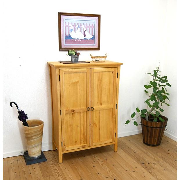 無垢キャビネット 木製扉 Valencia リング取っ手 高さ120cm 食器棚