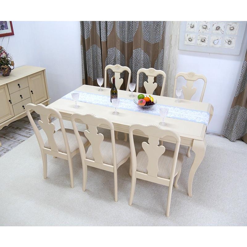 食卓セット 猫脚テーブル 大型ダイニングテーブル チェア7点セット