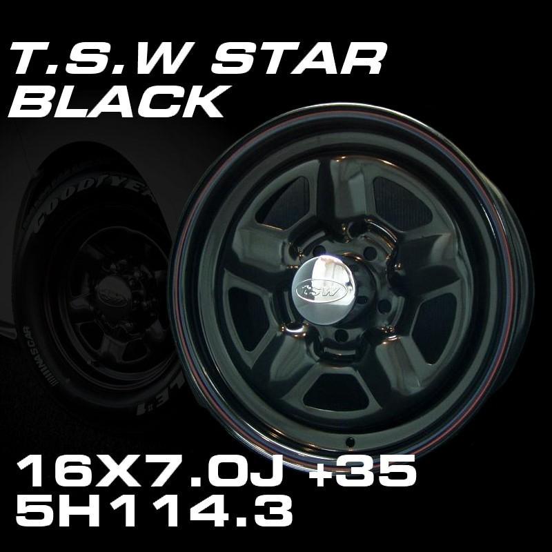 TSW STAR ブラック 16X7J+35 5穴114.3 ホイール4本セット （100系